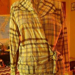 Plaid Wrap Blouse
